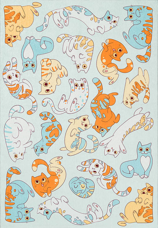 Безворсовый ковер для подростка Cute Cats Blue
