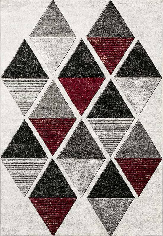 Современный синтетический ковер D810-Gray-Red