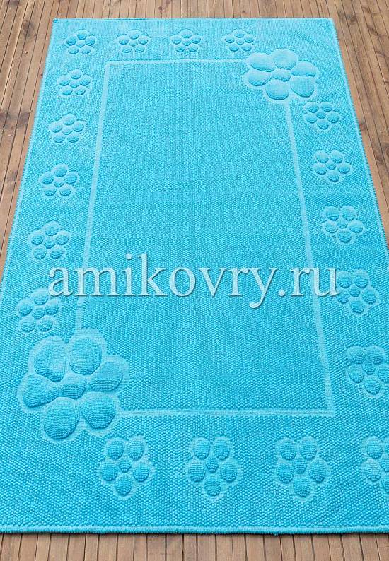 Бирюзовый коврик для ванной из хлопка SCTN 10/2-Turquoise