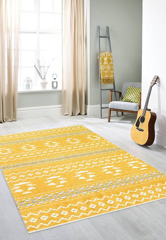 Двусторонний безворсовый ковер NK 09 Grey Yellow