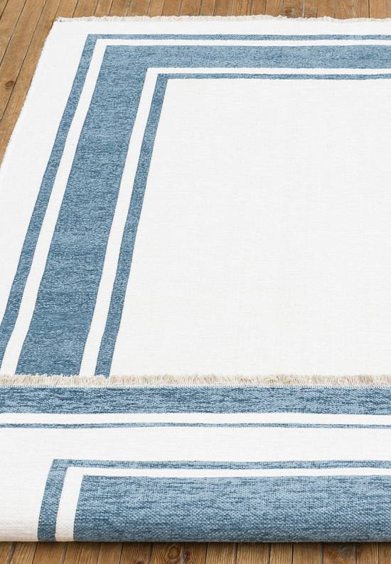 Двусторонний безворсовый ковер NK 06 Blue White