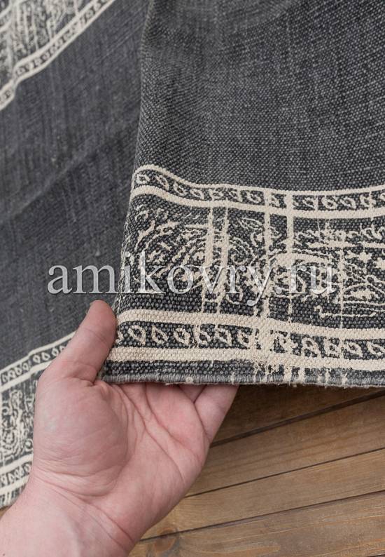 Безворсовый ковер ручной работы из Индии JHC-17-03 natural-dark grey