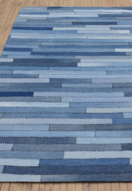 Ковер пэчворк ручной работы из джинсы Stripes-Natural