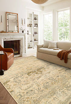 безворсовый ковер в интерьере Eden 6/5 GS-1011-French Peach/Medium Taupe