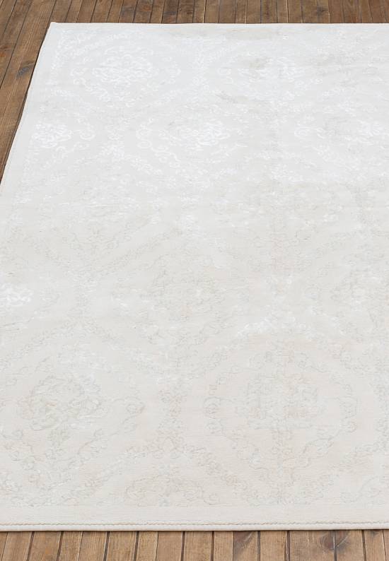 Турецкий ковер из хлопка и вискозы Damask Ekru
