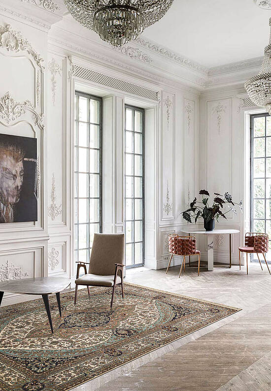 Шелковый ковер ручной работы IIST-GI9CKE92J Kashan Blue