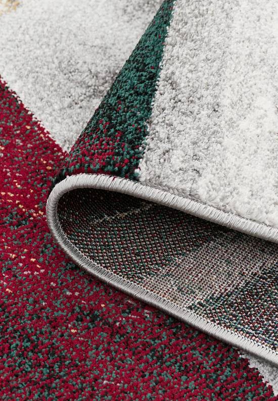 Современный синтетический ковер D819-Gray-Red