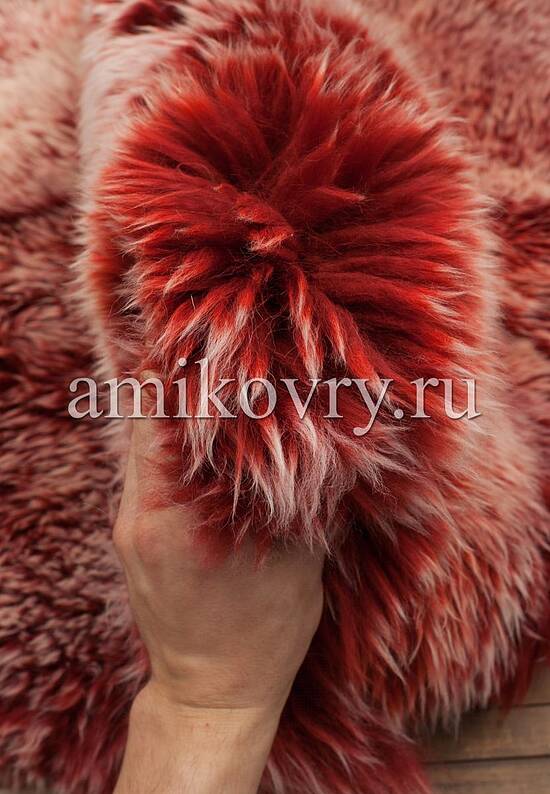 Новозеландская овчина бордо-снежная круг