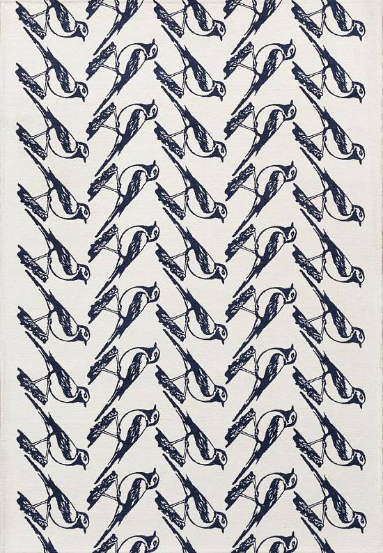 Гобеленовый ковер Birds-dark blue/white