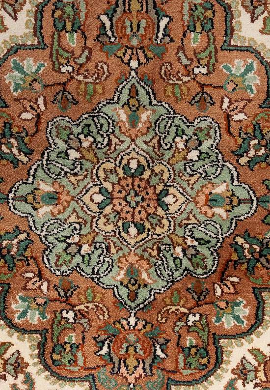 Шелковый ковер ручной работы из Индии 244190-Kerman beige/brown