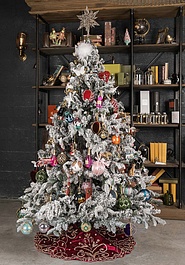 коврик-юбка под ёлку в интерьере Christmas Tree Skirt Burgundy 120 cm