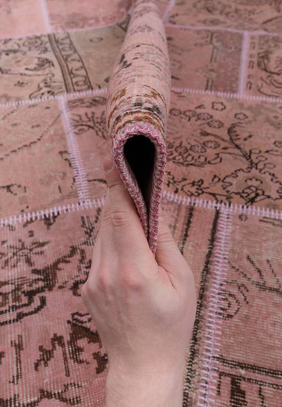 Безворсовый ковер-пэчворк ручной работы 125-Mystic Pink