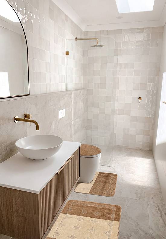 Бежево-коричневый комплект ковриков для ванной комнаты и туалета Edremit 2546 Light Brown BQF