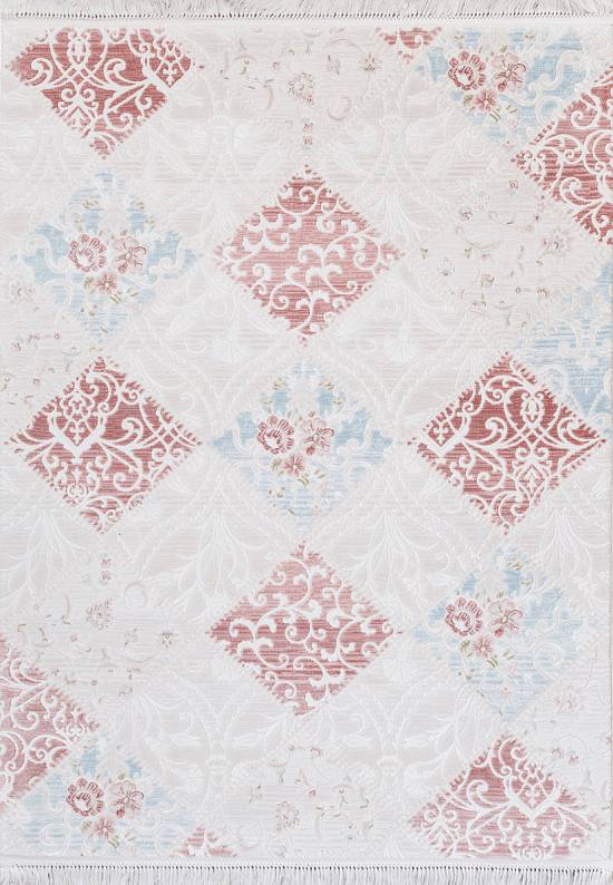 Акриловый ковер с бахромой MR0144-Ivory-D.Powder/Kemik-K.Pudra