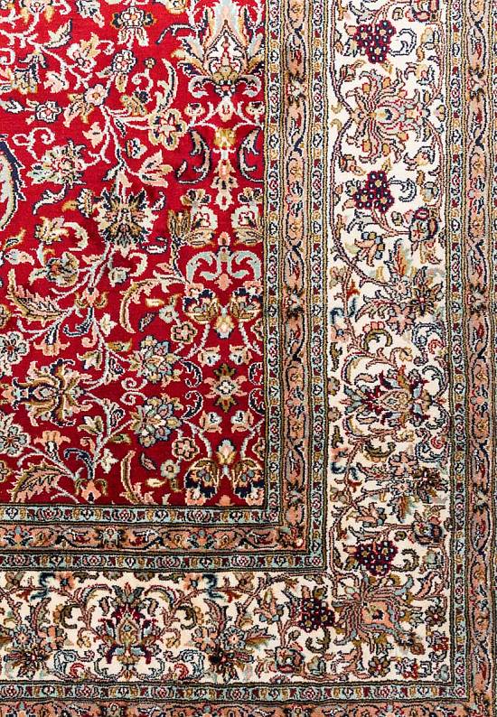Шелковый ковер ручной работы из Индии 236790-red/beige