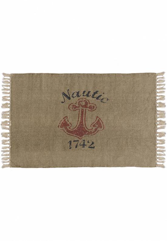 Безворсовый ковер из хлопка JHC-12 beige with nautic 1742