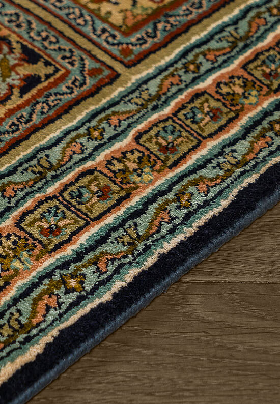 Шелковый ковер ручной работы 474884 Blue-Green