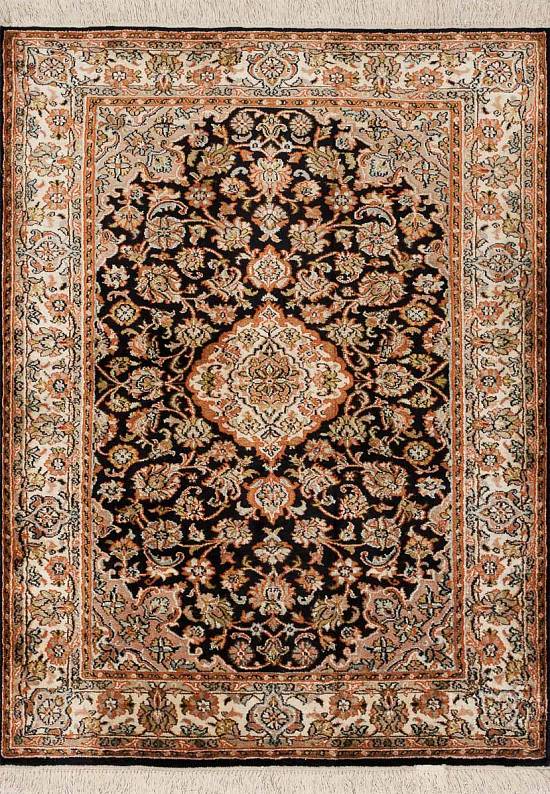 Шелковый ковер ручной работы из Индии 244235-Kerman blue/beige