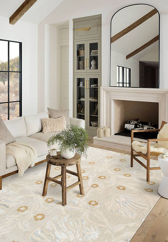 Изящный шерстяной ковер с цветочным узором Pimpernel-28701