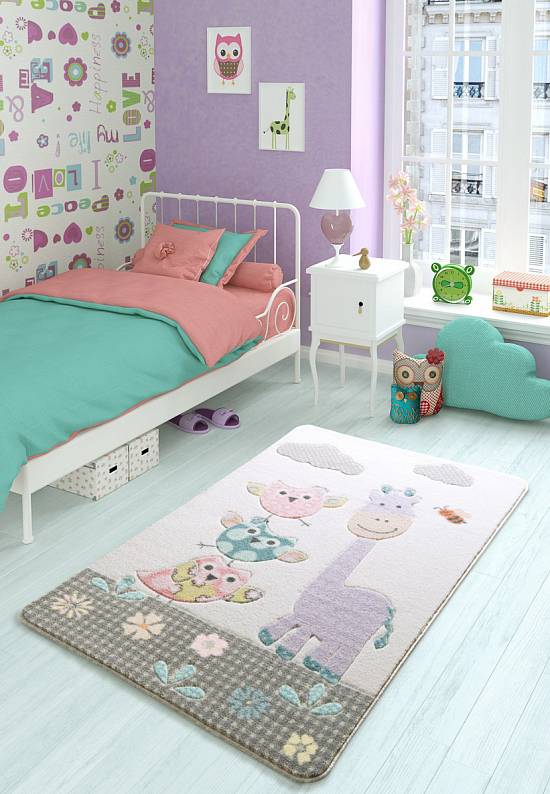 Детский ковер с ворсом Owls 02 Lilac
