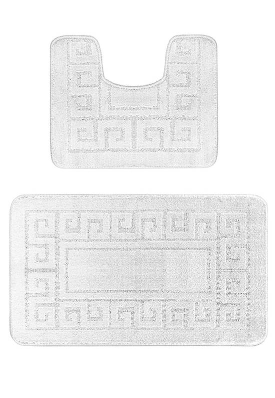 Белый комплект ковриков для ванной и туалета Ethnic 2581 Pearl White PS