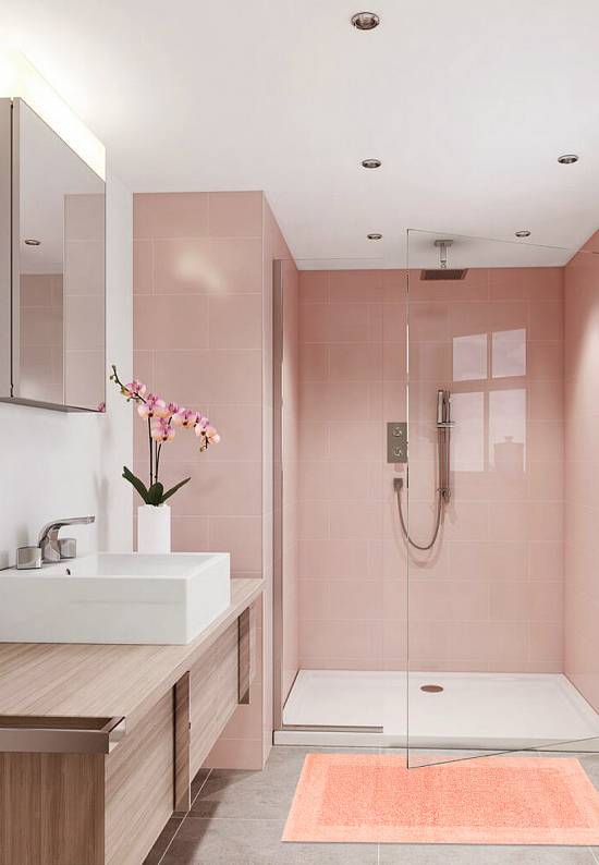 Двусторонний коврик для ванной  Natura Heavy 1687 D.Salmon