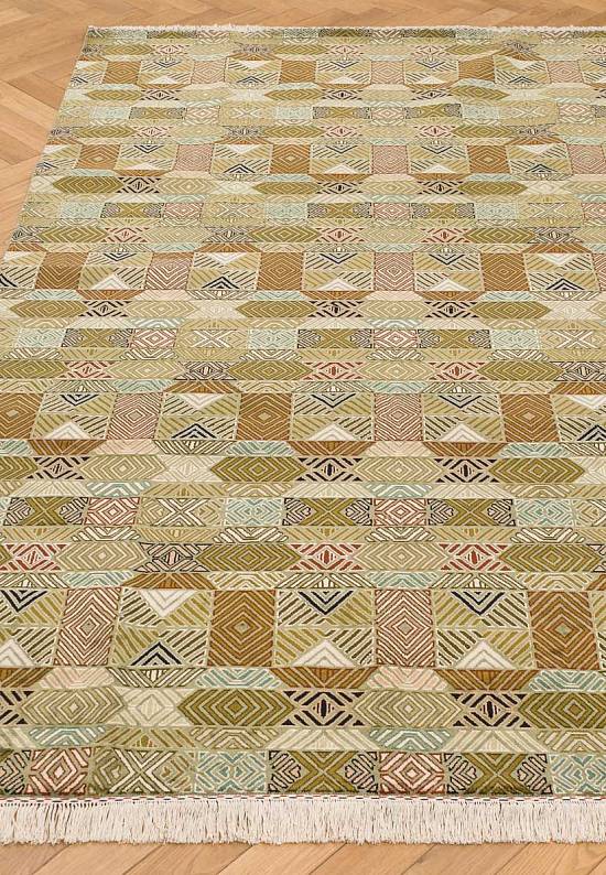 Шелковый ковер ручной работы Modnic Green Beige