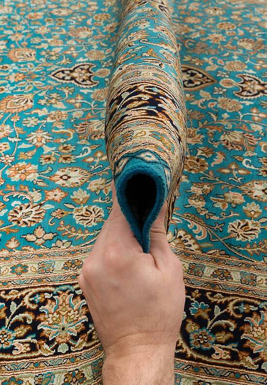 Шелковый ковер ручной работы 474886 Dark Blue