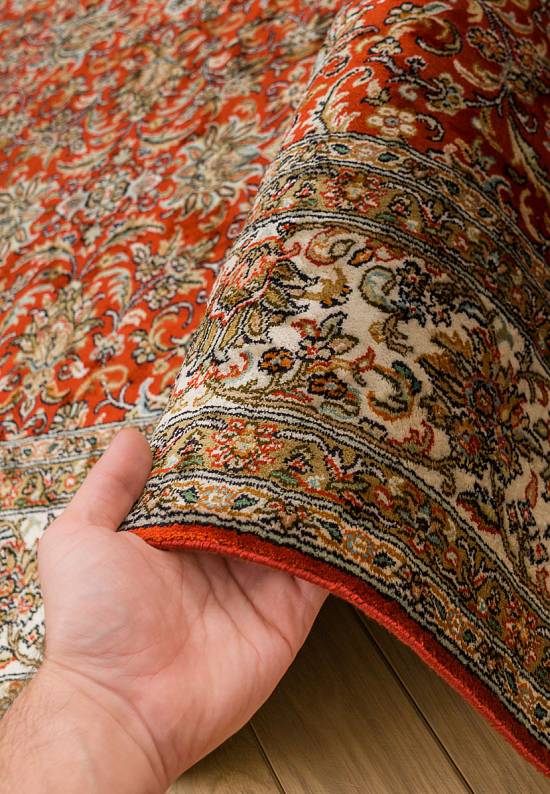 Шелковый ковер ручной работы из Индии 231488-Afshar red/beige