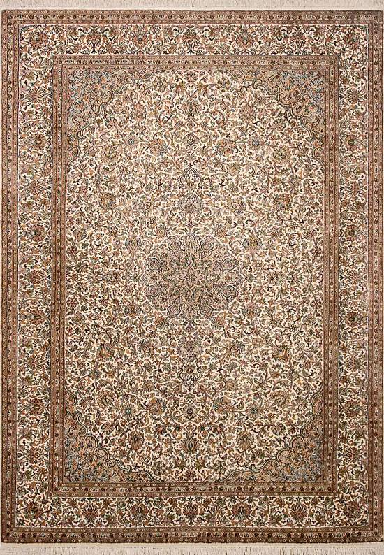 Шелковый ковер ручной работы из Индии 237086-beige/beige