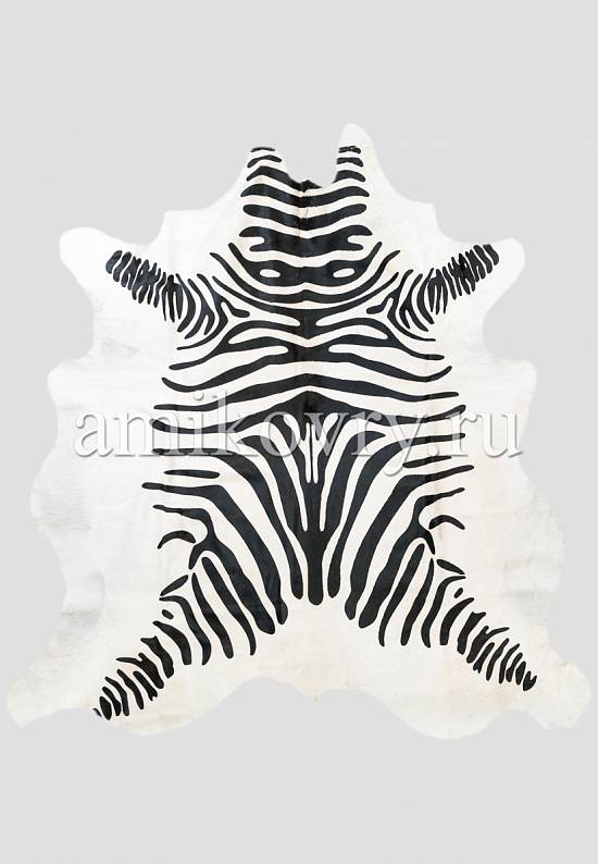 Натуральная шкура коровы Имитация зебры черно-белая 291