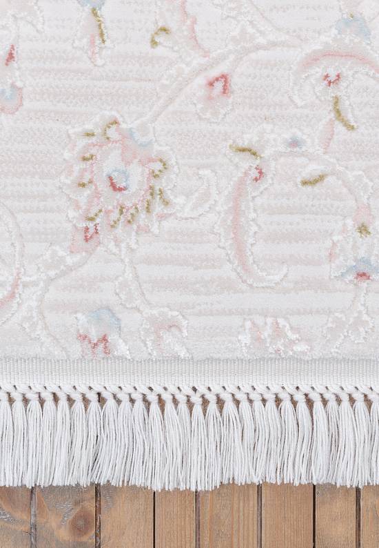 Акриловый ковер с бахромой MR0144-Ivory-D.Powder/Kemik-K.Pudra