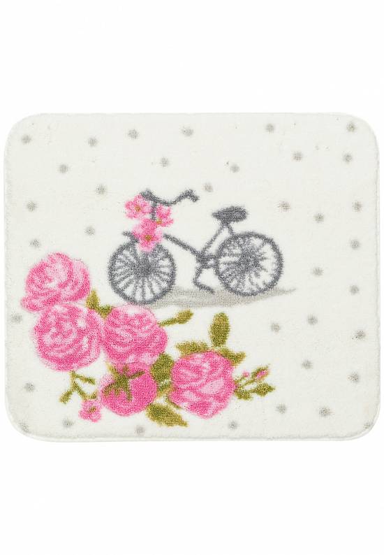 Белый коврик для ванной Vintage Bike 05 Dark Pink