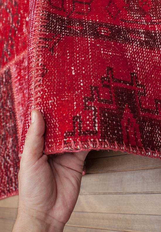 Безворсовый ковер-пэчворк ручной работы 013-Ribbon Red