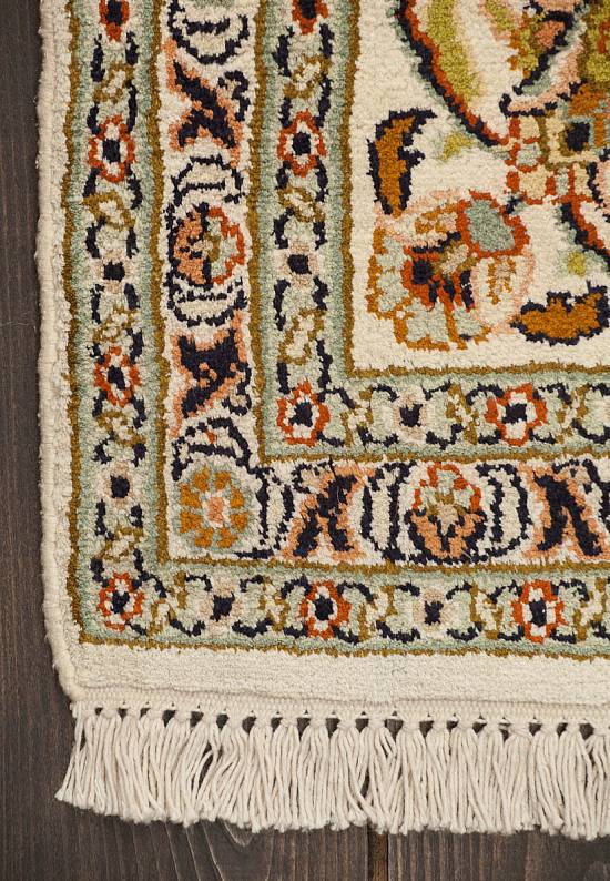Шелковый ковер ручной работы из Индии 243523-Nain beige/green