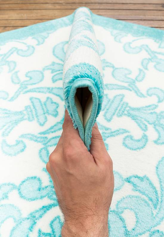 Бирюзовый коврик для ванной  Shabby Damask 01 Blue