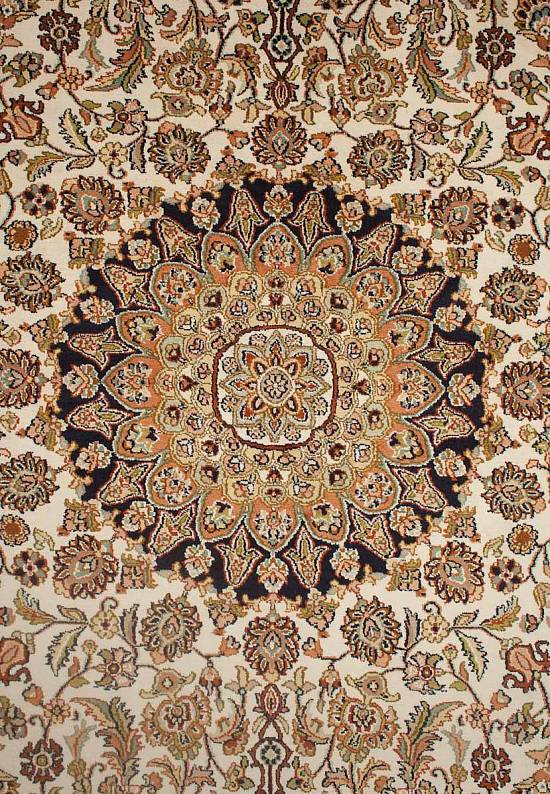 Шелковый ковер ручной работы из Индии 243523-Nain beige/green