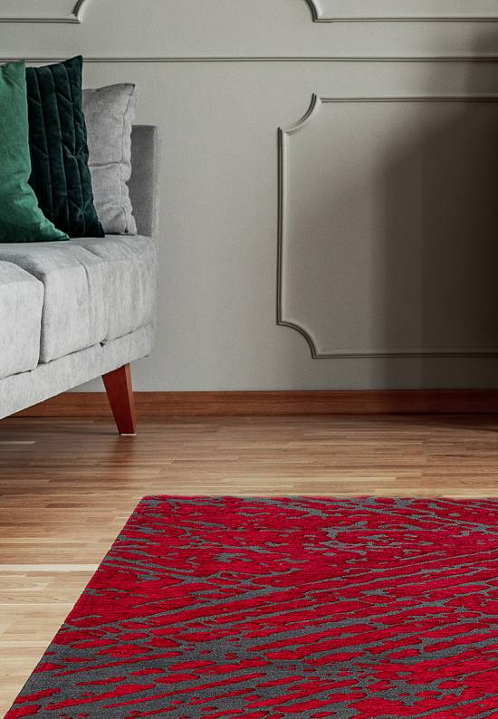 Винтажный безворсовый ковер CPL 01-Antrasit Red