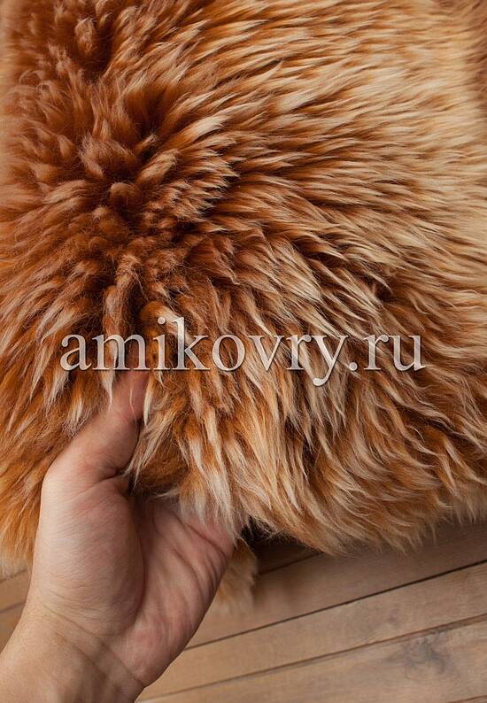 Новозеландская овчина коричнево-снежная круг