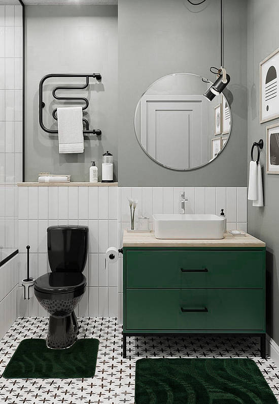 Комплект ковриков для ванной и туалета из акрила Symphony 2536 Hunter Green BQ