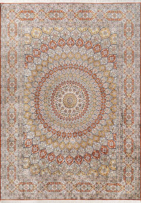 Шелковый ковер из Индии Hamadan Red Beige