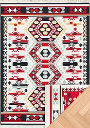 дизайн двустороннего безворсового ковра Arya AR 30 Red