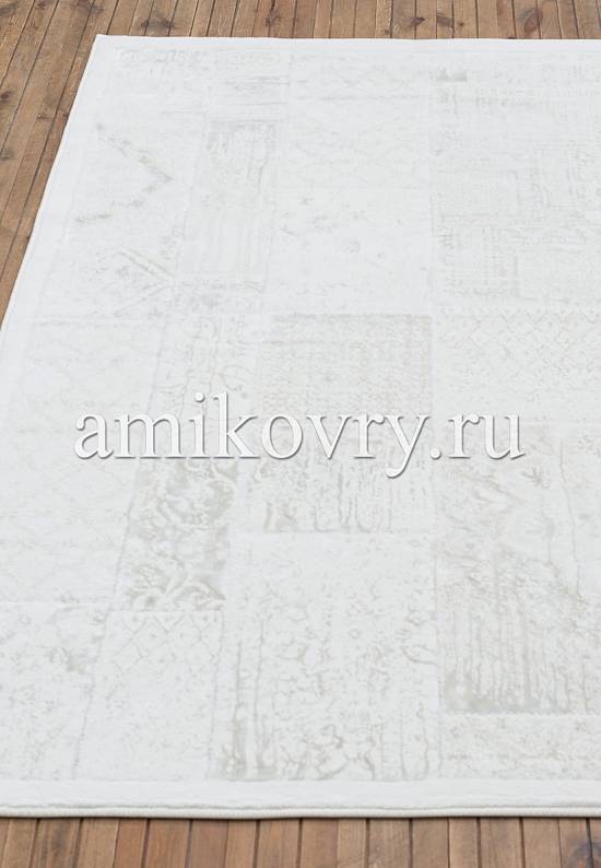Турецкий ковер из хлопка и вискозы Patchwork Beyaz
