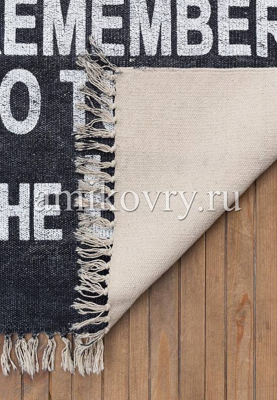 Безворсовый ковер из хлопка JHC-16 blue-white happiness