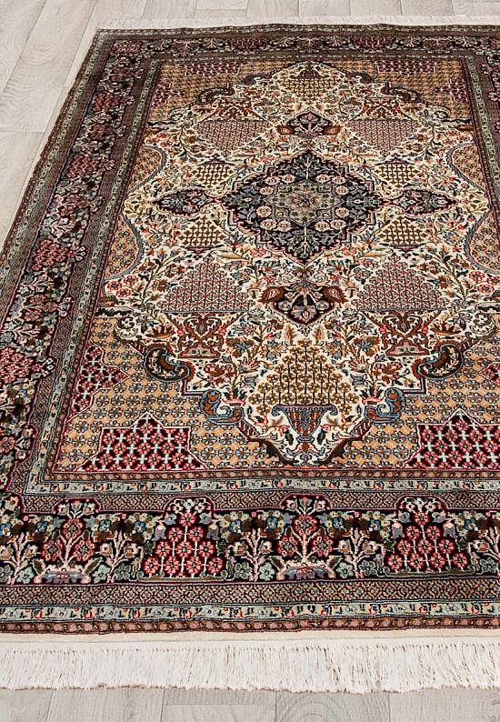 Шелковый ковер ручной работы из Индии Samudra Beige Blue