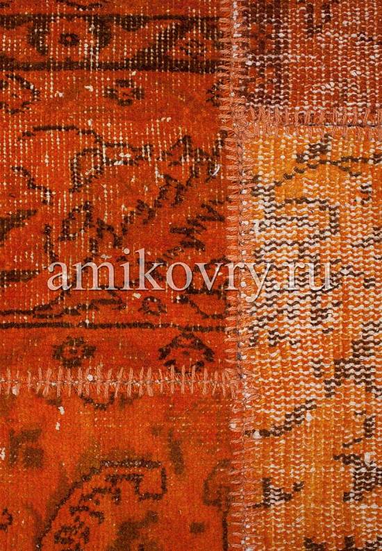 Безворсовый ковер-пэчворк ручной работы 004-Amber Glow
