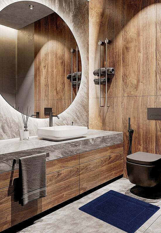 Синий коврик для ванной из хлопка Ocean Blue