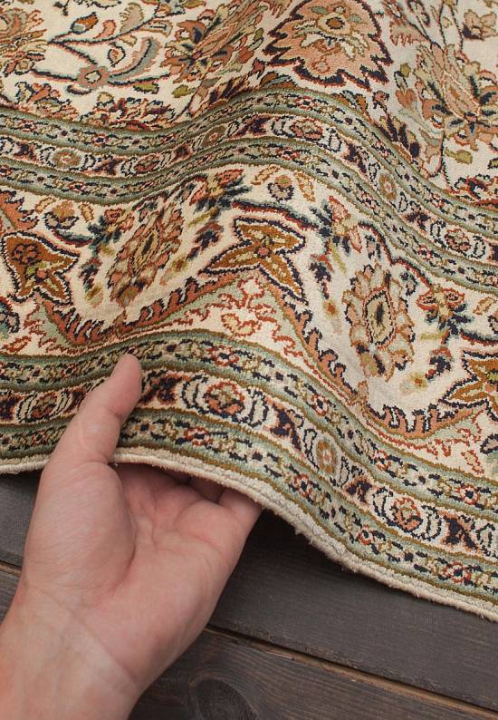 Шелковый ковер ручной работы из Индии 243523-Nain beige/green