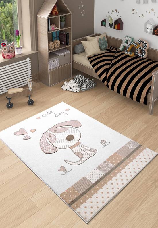 Детский ковер с ворсом Cute Dog 01 Beige