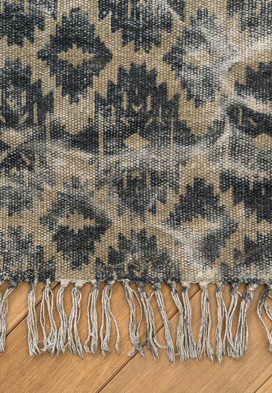 Безворсовый ковер из хлопка JHC-10 beige-blue ikkat print discount